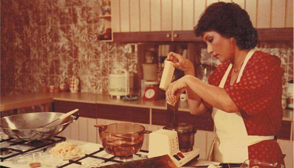 Violet, hosting her very own television cooking program in the 1980s.