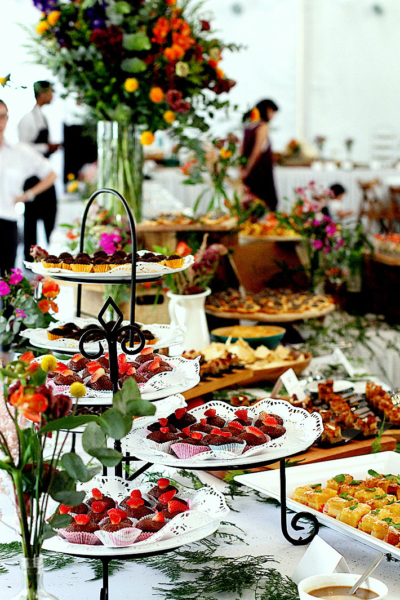 An elegant wedding catering setup